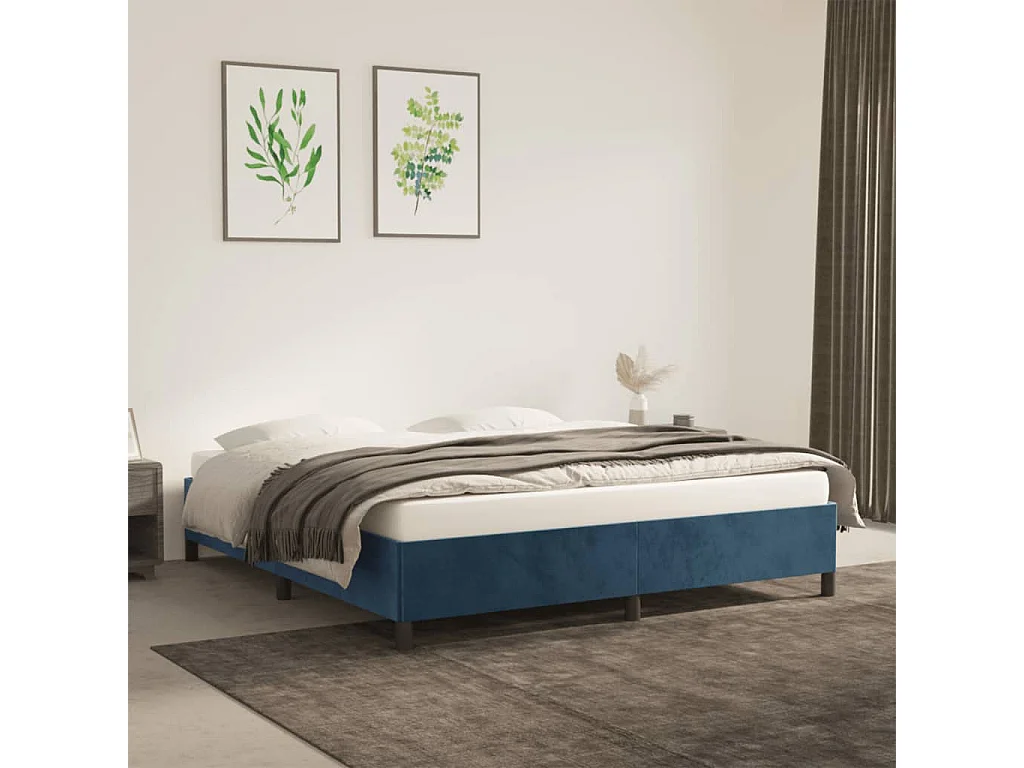 Lit-180x200 cm Bleu foncé Velours EGGB84836