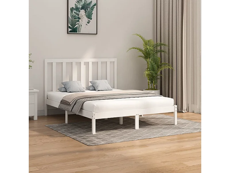 Cama 160x200 cm de madera maciza blanca ES20200