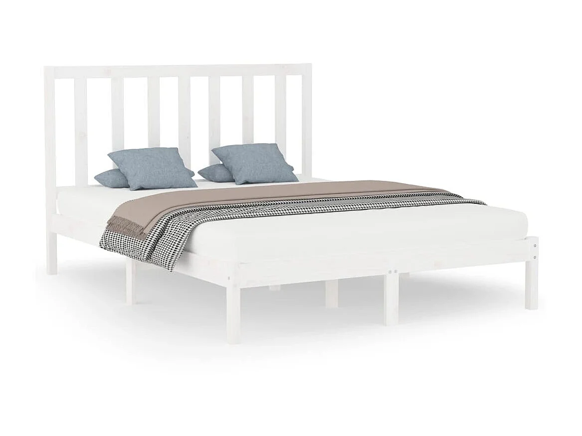 Lit-160x200 cm Blanc Bois massif EGGB48121