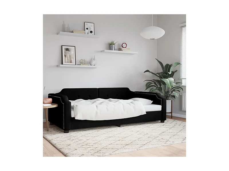 Tagesbett,Sofabett Schwarz 80x200 cm Stoff -gkd90721