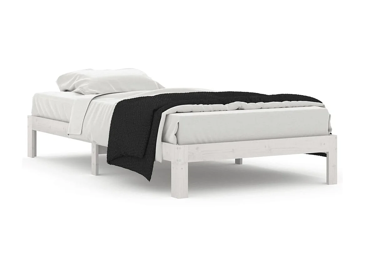 Lit-100x200 cm Blanc Bois de pin massif EGGB58148