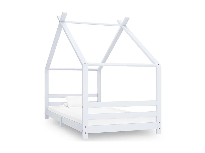 Lit-90x200 cm d'enfant Blanc Bois de pin massif EGGB38941