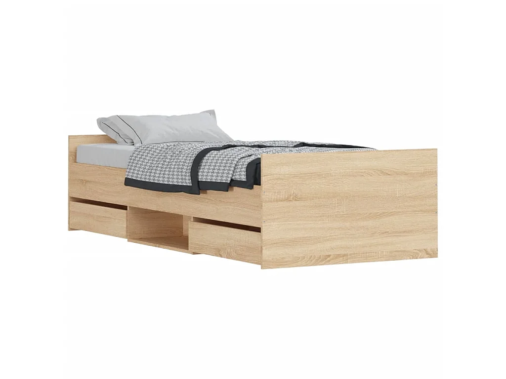 Lit-100x200 cm tête de lit et pied de lit chêne sonoma EGGB40927