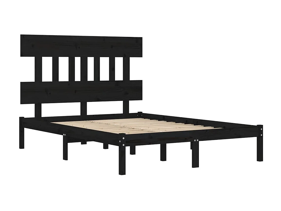 Cama 140x190 cm de madera maciza negra ES58911