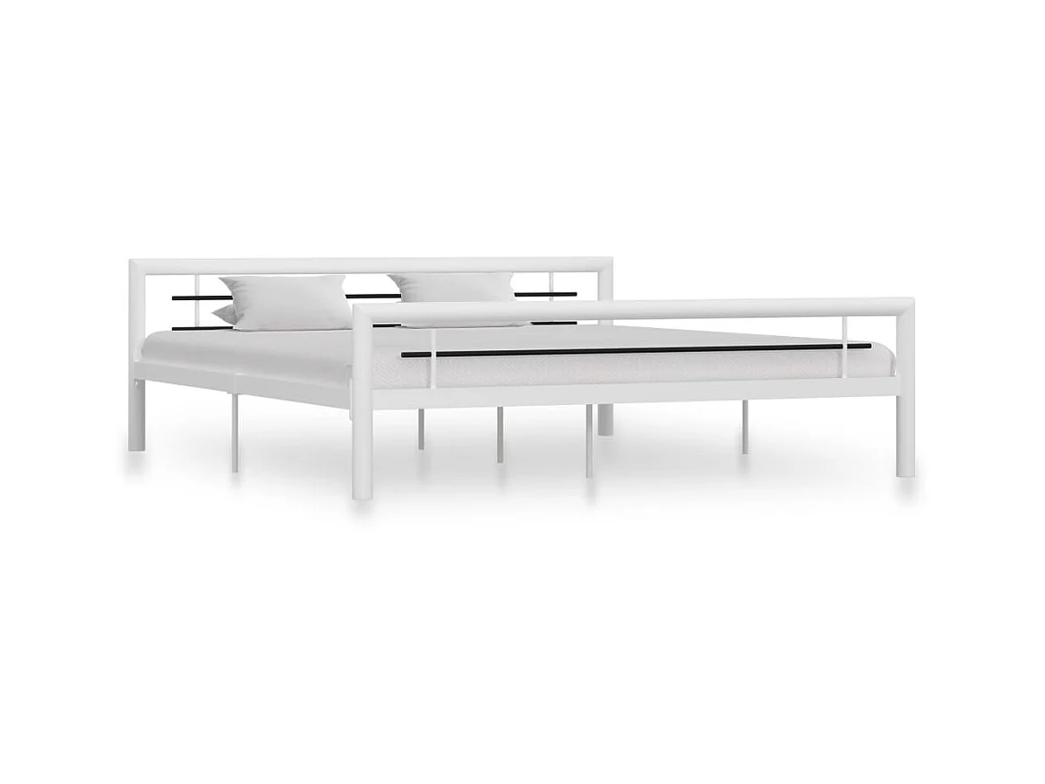 Lit-180x200 cm Blanc et noir Métal EGGB49134