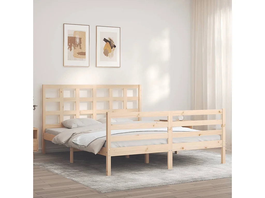 Lit-160x200 cm avec tête de lit bois massif EGGB16528