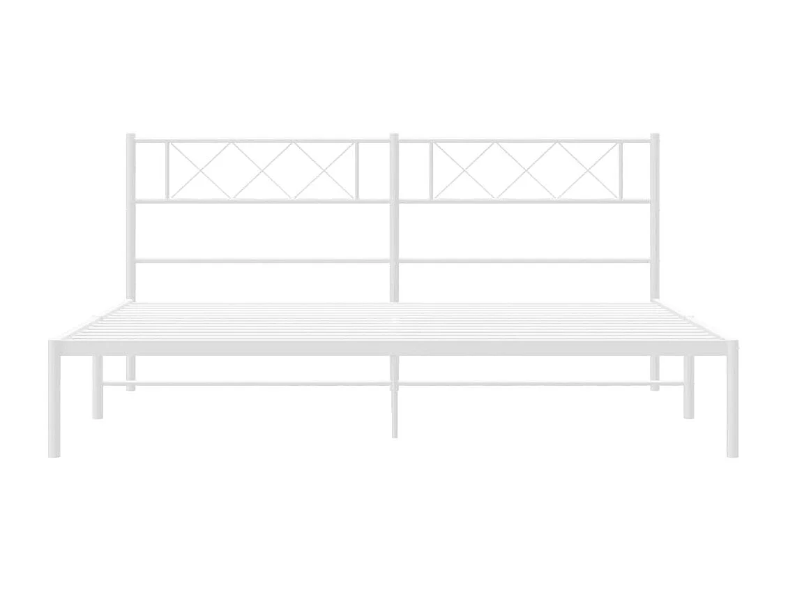 Cama 180x210 cm de metal con cabecero blanco ES90207
