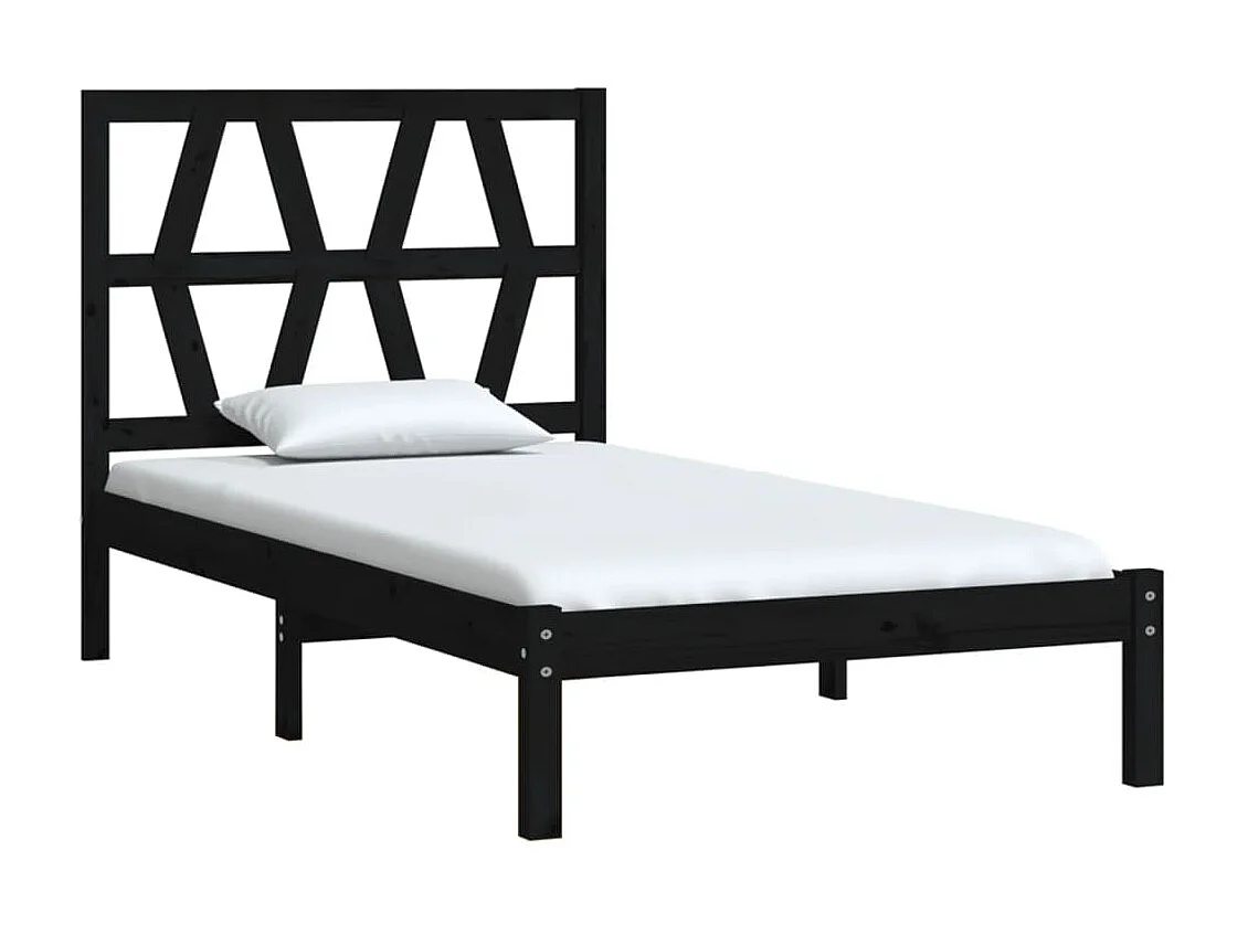 Lit-75x190 cm Noir Bois de pin massif Petit simple EGGB20303