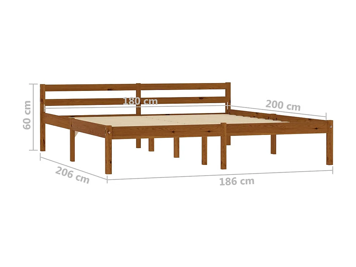 Cama 180x200 cm madeira pinho maciço castanho mel PT602983