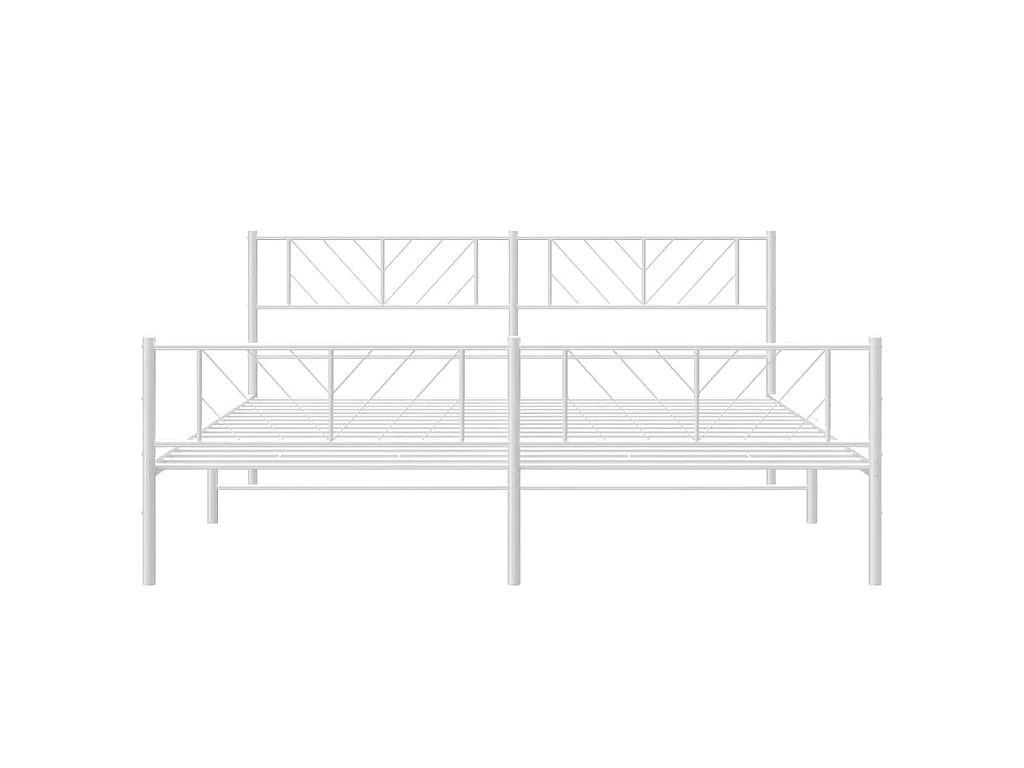 Cama com cabeceira e pés 183x213 cm metal branco PT444414