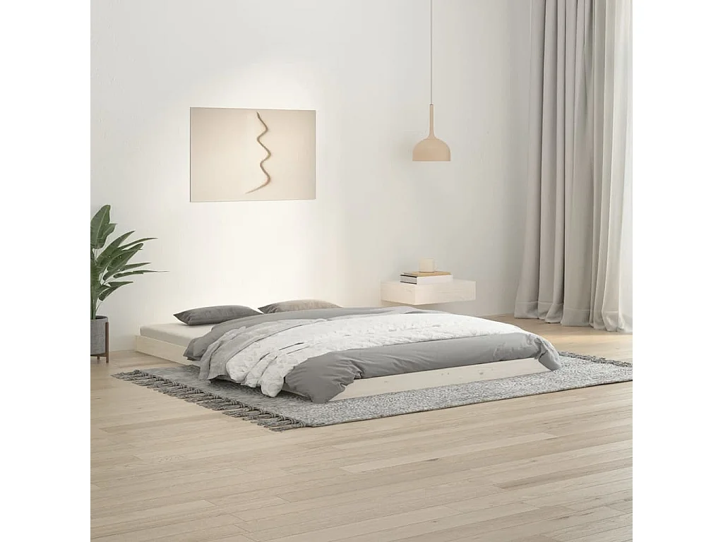 Cama 135x190 cm madera maciza de pino blanco ES74902
