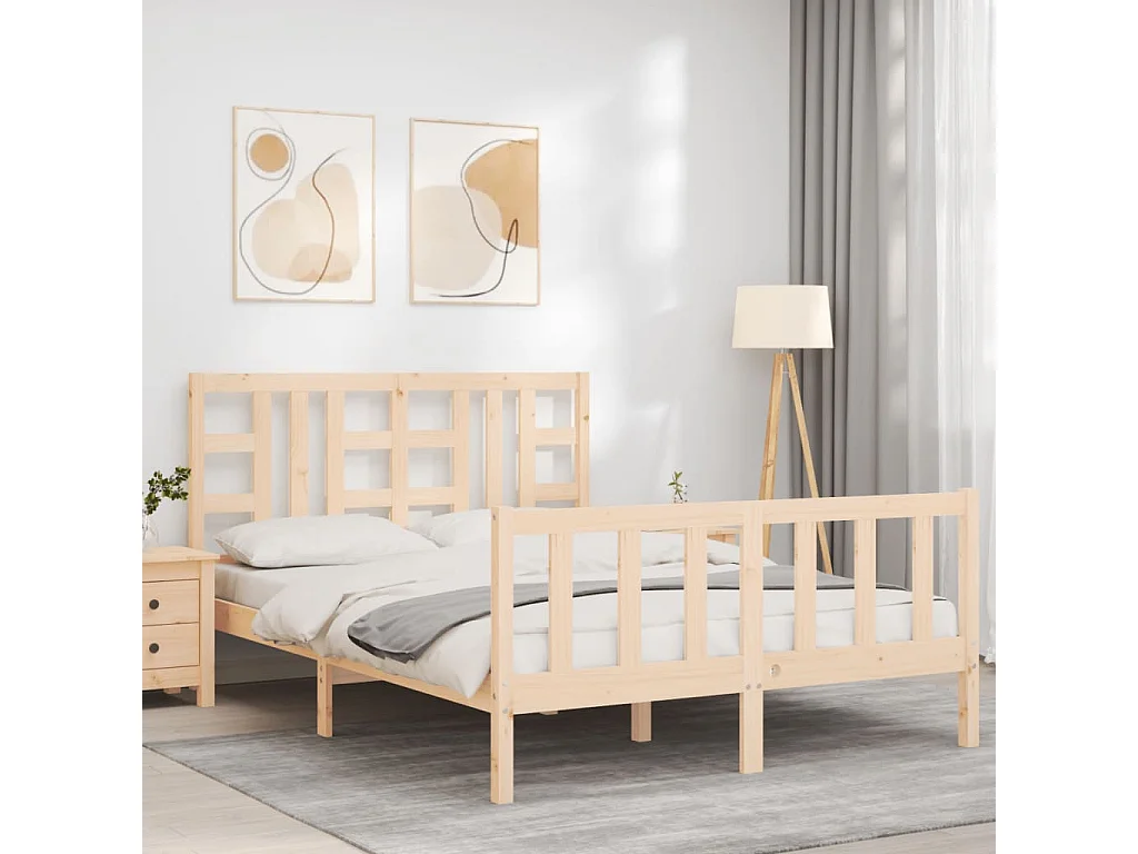 Bedframe met hoofdbord massief hout NL49078