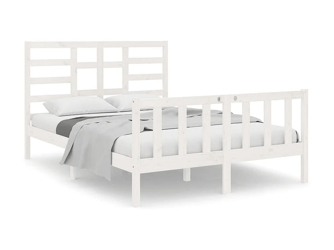 Cama 140x190 cm madeira maciça branco PT229022