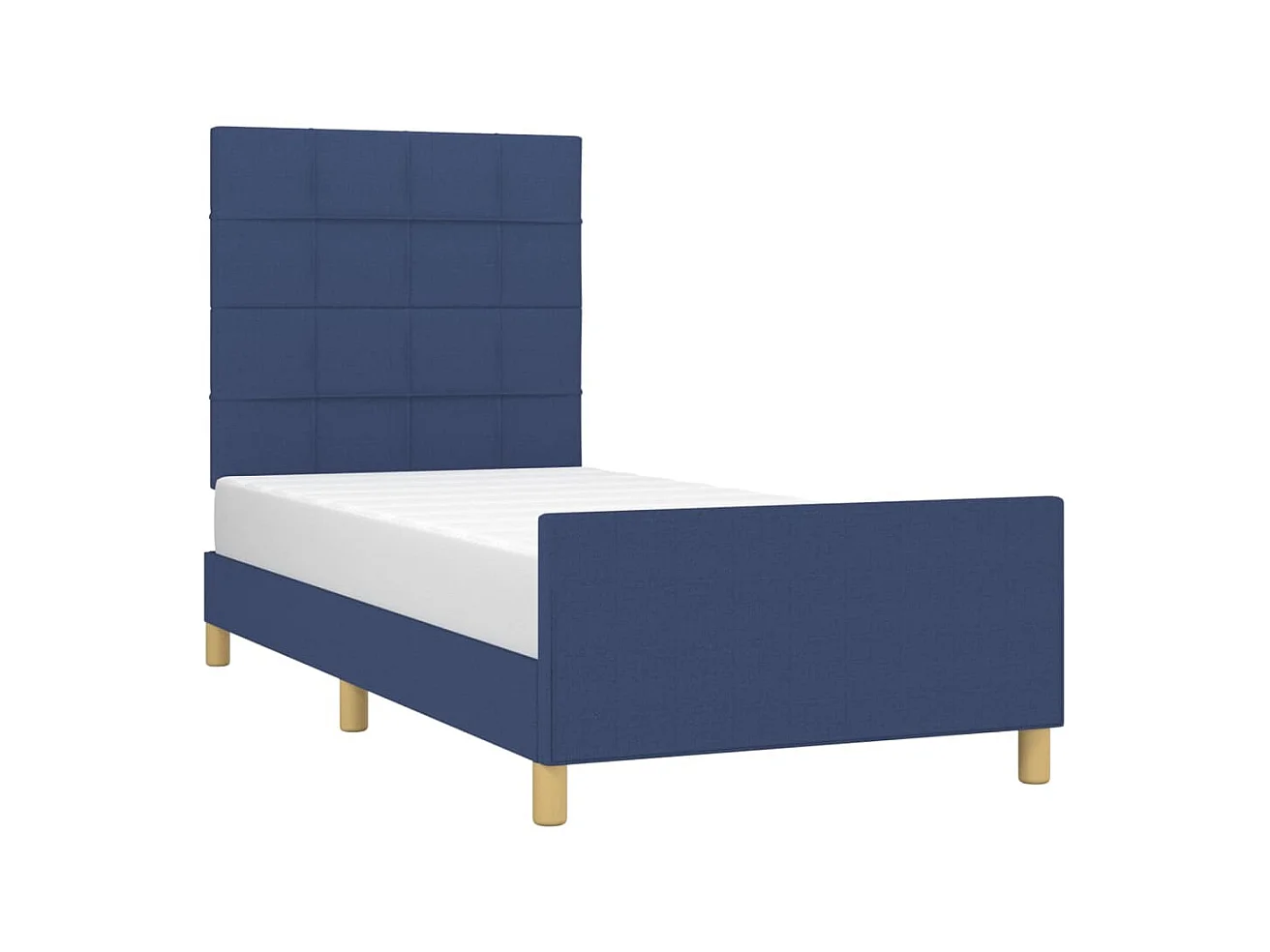 Estructura de cama con cabecero de tela azul 90x190 cm ES101117