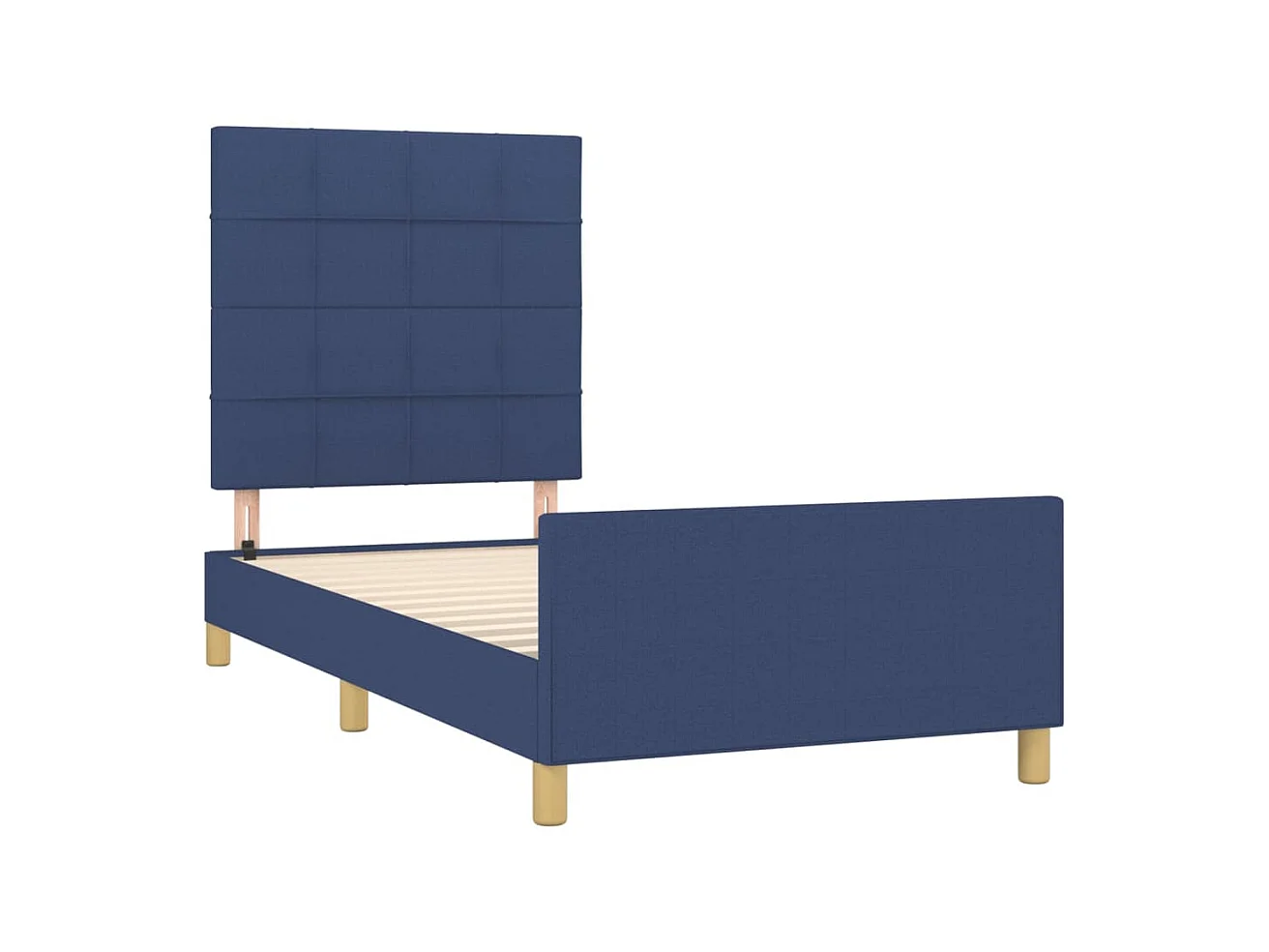 Estructura de cama con cabecero de tela azul 90x190 cm ES101117