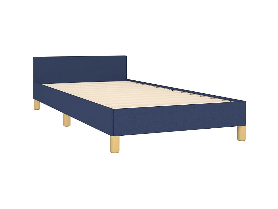 Estructura de cama con cabecero de tela azul 90x190 cm ES101117