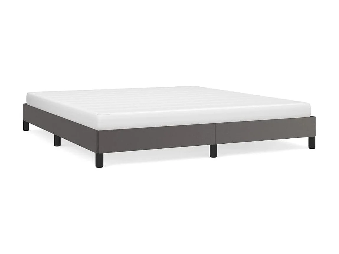 Cama 180x200 cm de cuero sintético gris ES64556