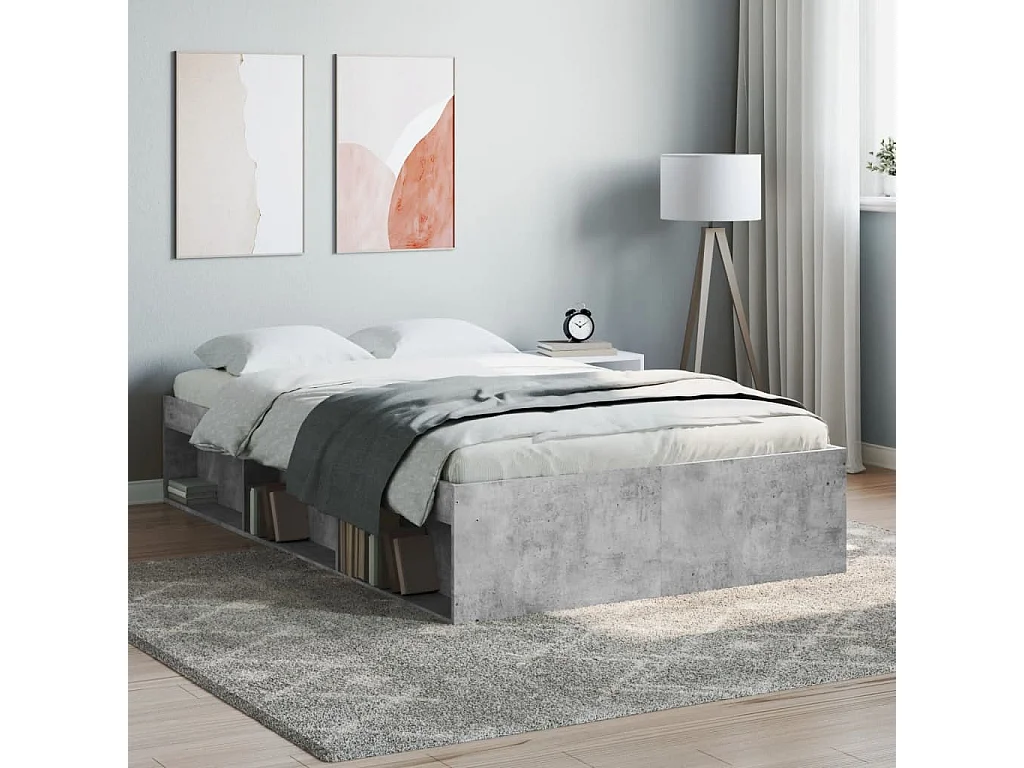 Lit-120x190 cm gris béton petit double EGGB49937