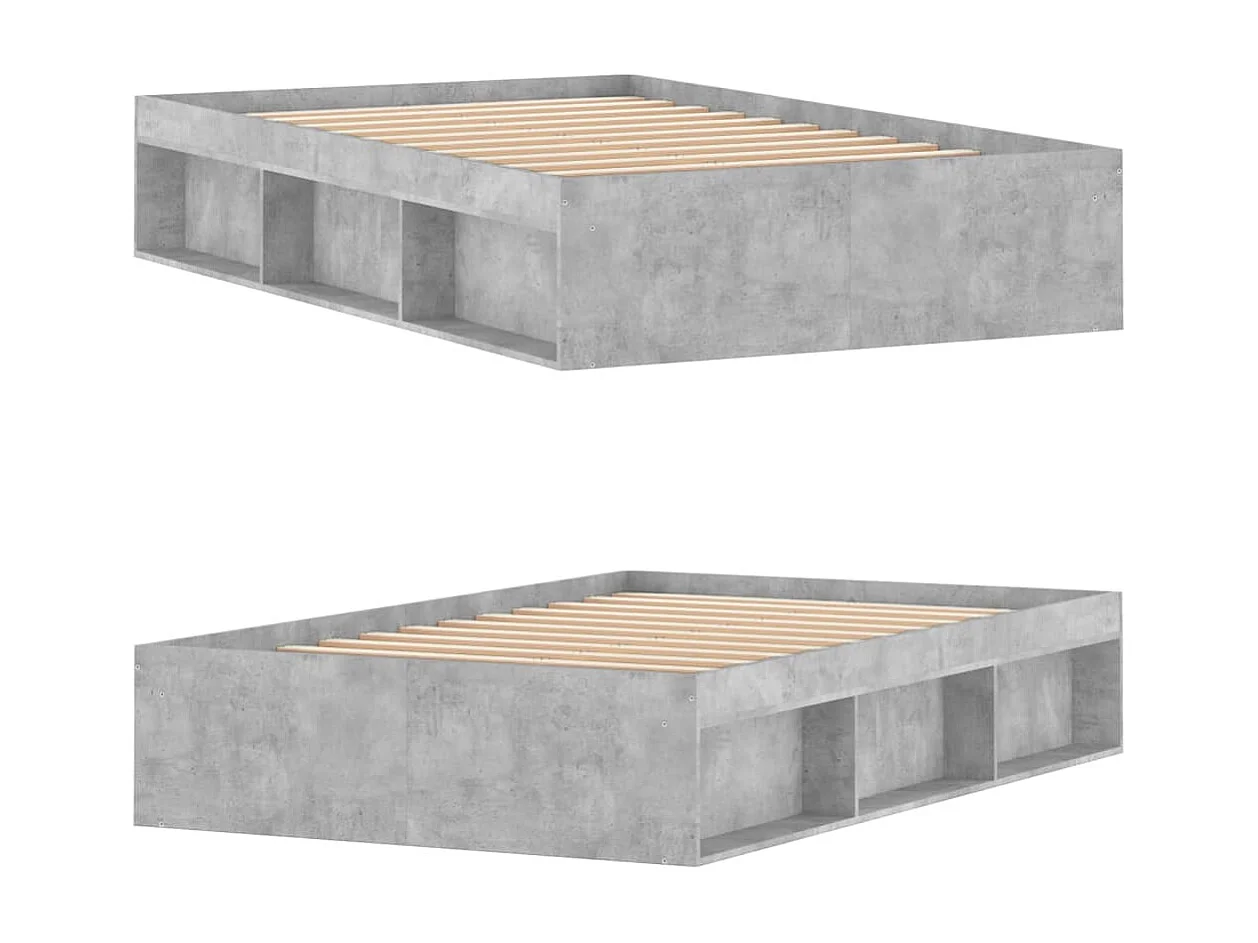 Lit-120x190 cm gris béton petit double EGGB49937