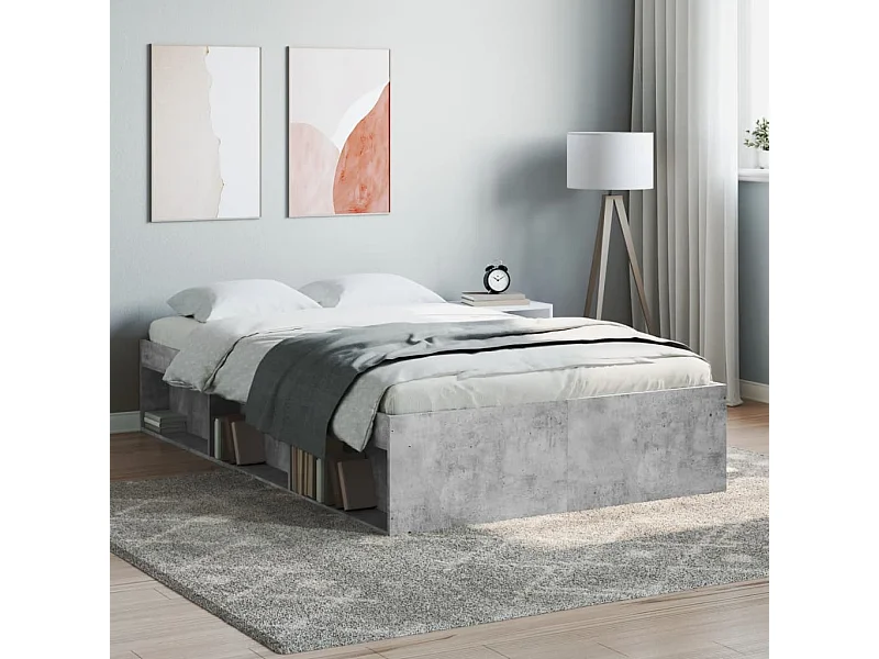 Cama de casal pequena 120x190 cm cinza cimento PT135874