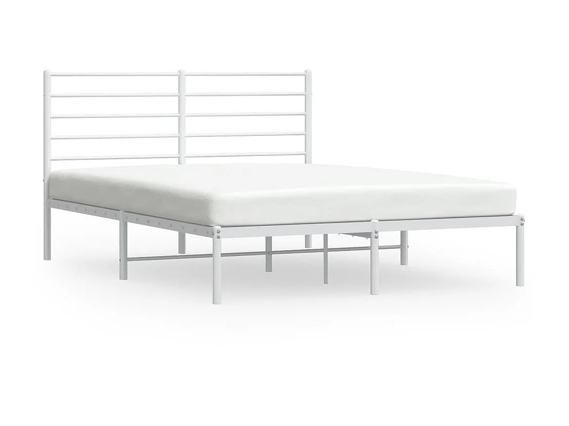 Cama 135x190 cm de metal con cabecero blanca ES54057
