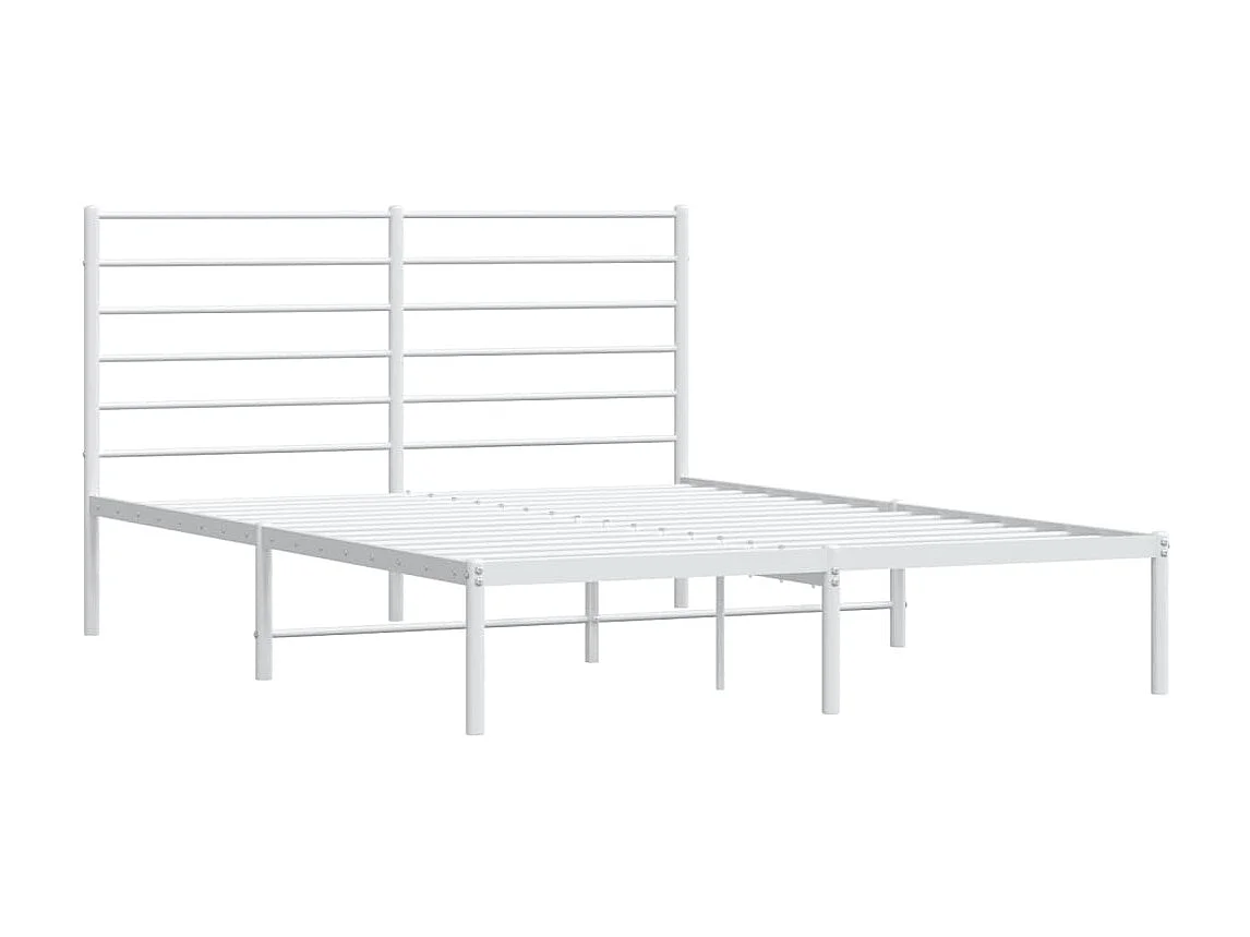 Cama 135x190 cm de metal con cabecero blanca ES54057