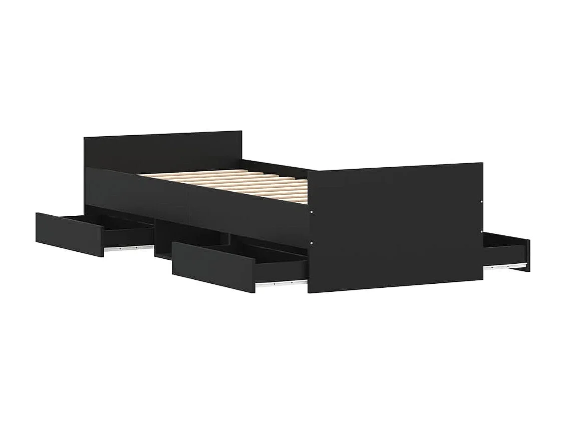 Cama c/ painéis cabeceira e pés 75x190 cm preto PT274890