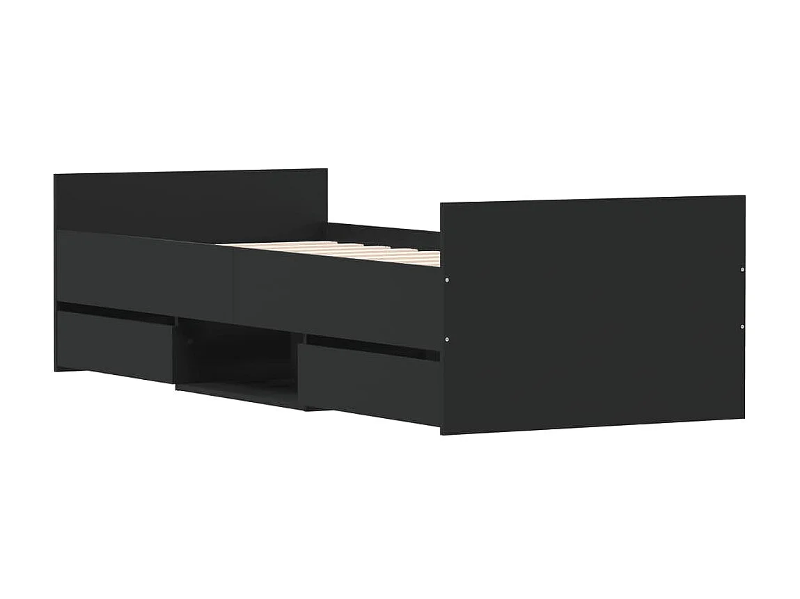 Cama c/ painéis cabeceira e pés 75x190 cm preto PT274890