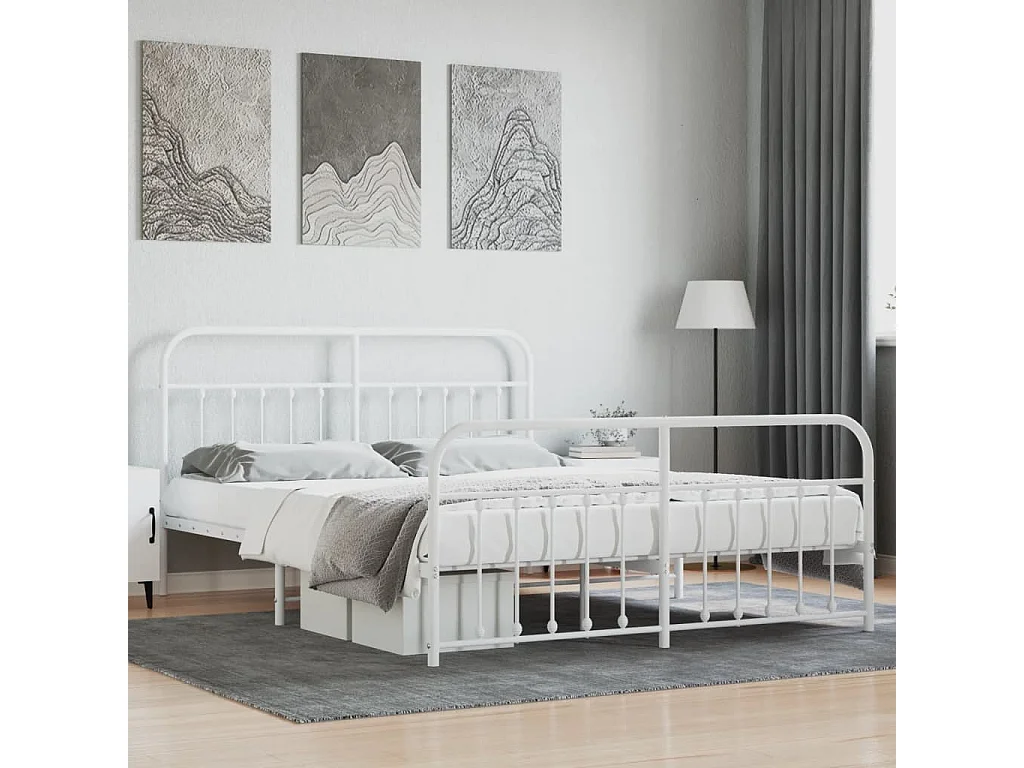 Bedframe met hoofd- en voeteneinde metaal wit 180x200 cm NL64490