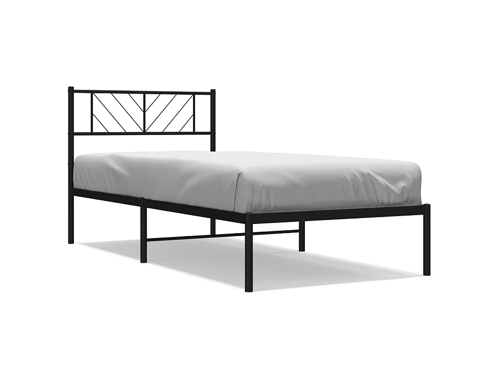 Lit-90x190 cm métal avec tête de lit noir EGGB32037