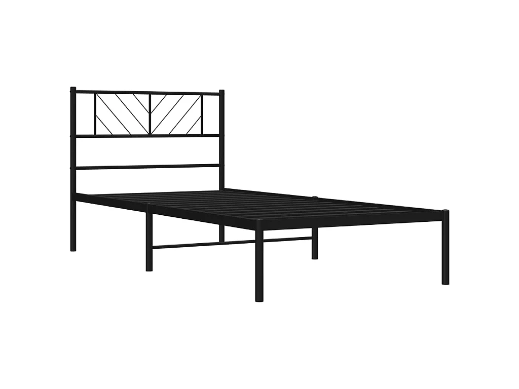 Cama 90x190 cm con cabecero metal negro ES31845