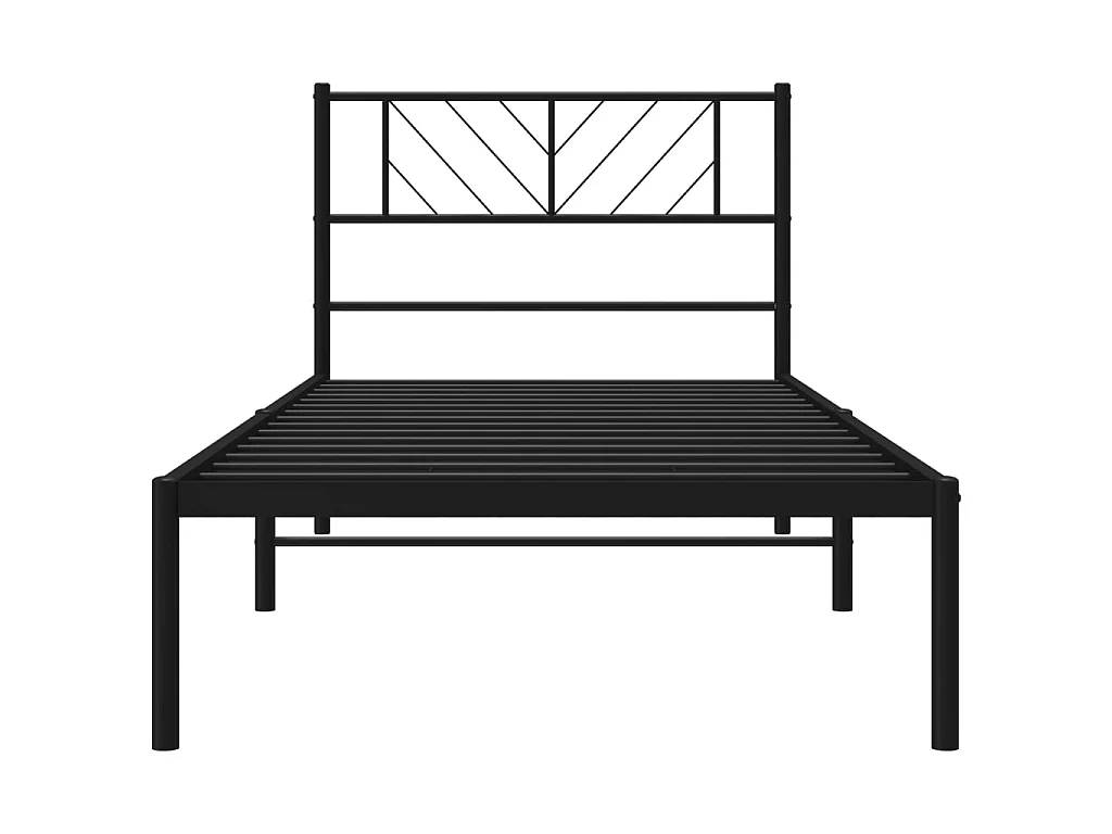 Cama 90x190 cm con cabecero metal negro ES31845