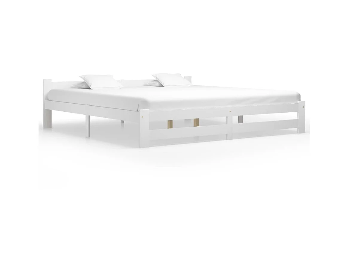 Lit-200x200 cm Blanc Bois de pin massif EGGB60927