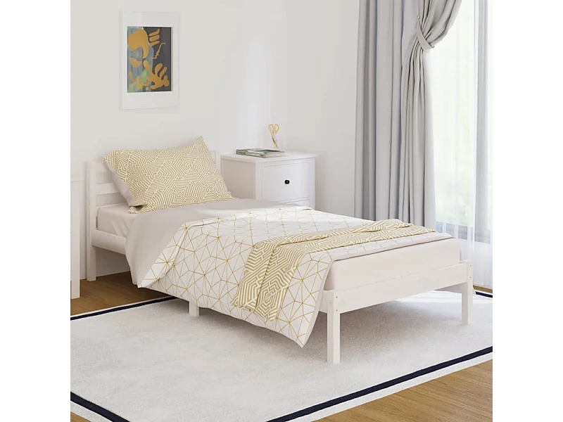Cama 90x200 cm pinho maciço branco PT726472