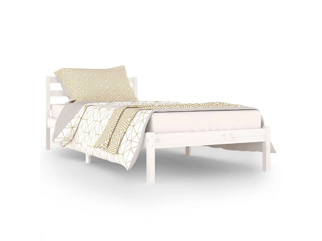 Lit-90x200 cm Bois massif de pin Blanc EGGB50812