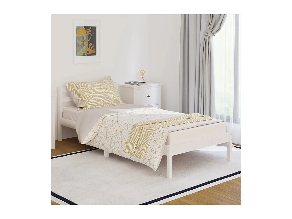 Lit-90x200 cm Bois massif de pin Blanc EGGB50812