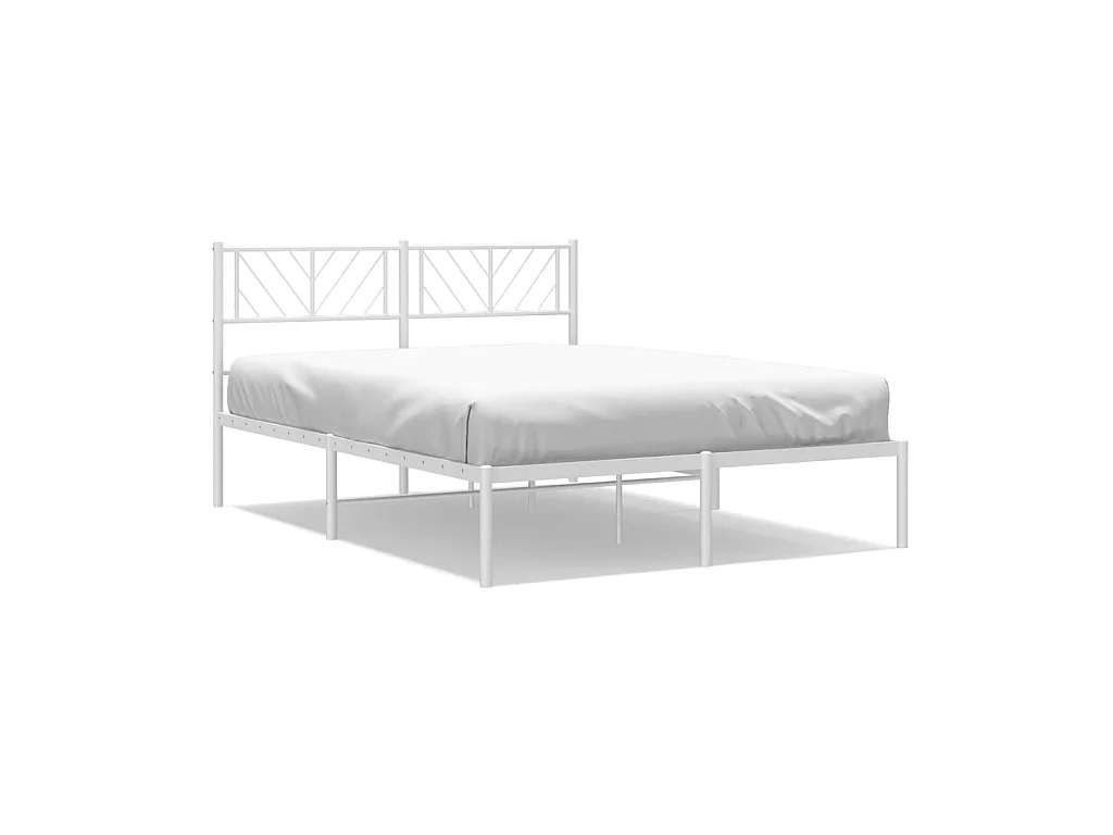 Lit-140x190 cm métal avec tête de lit blanc EGGB41144