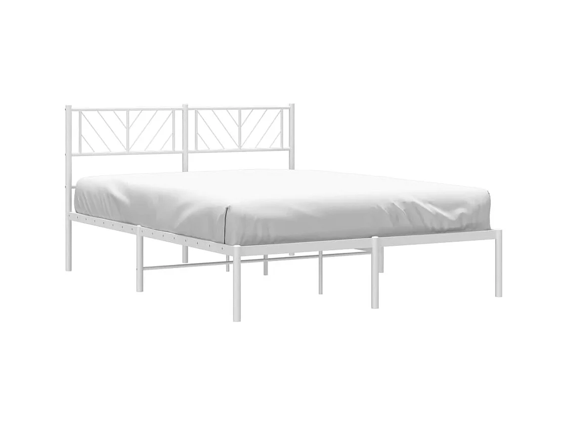 Lit-140x190 cm métal avec tête de lit blanc EGGB41144
