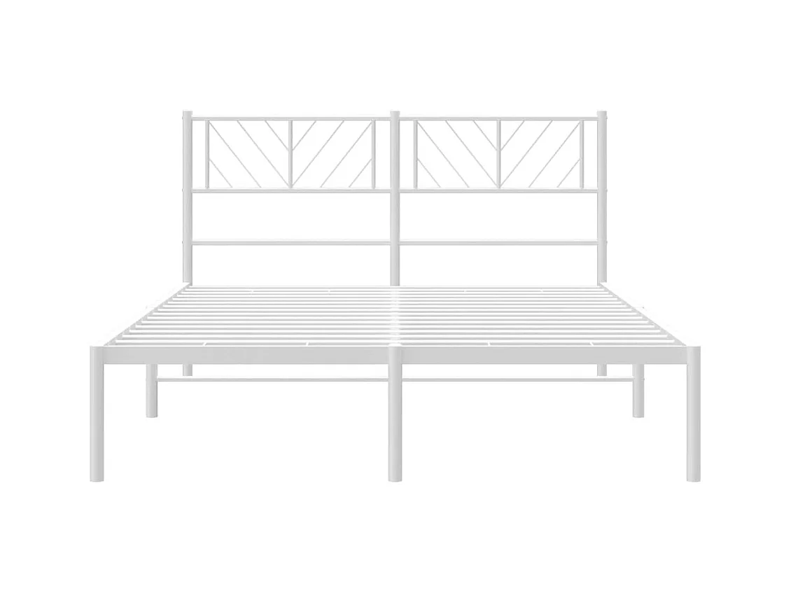 Lit-140x190 cm métal avec tête de lit blanc EGGB41144