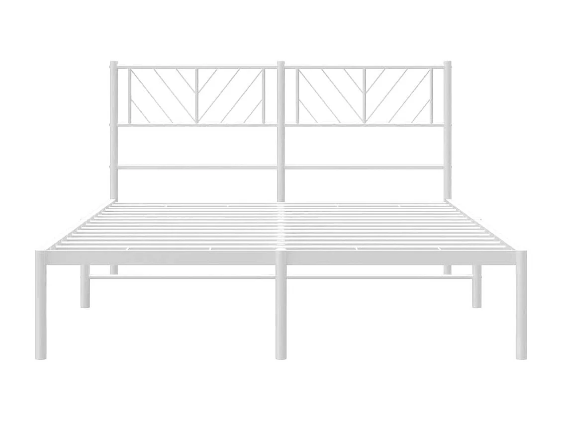 Lit-140x190 cm métal avec tête de lit blanc EGGB41144