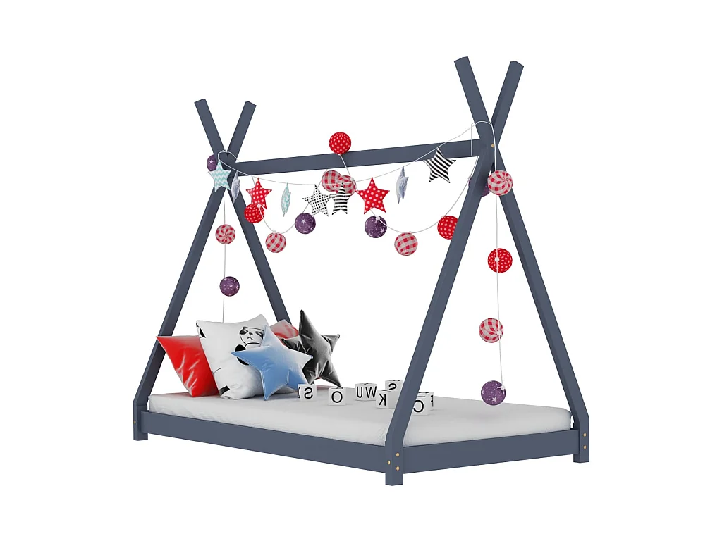 Lit-70x140 cm d'enfant Gris Bois de pin massif EGGB36538