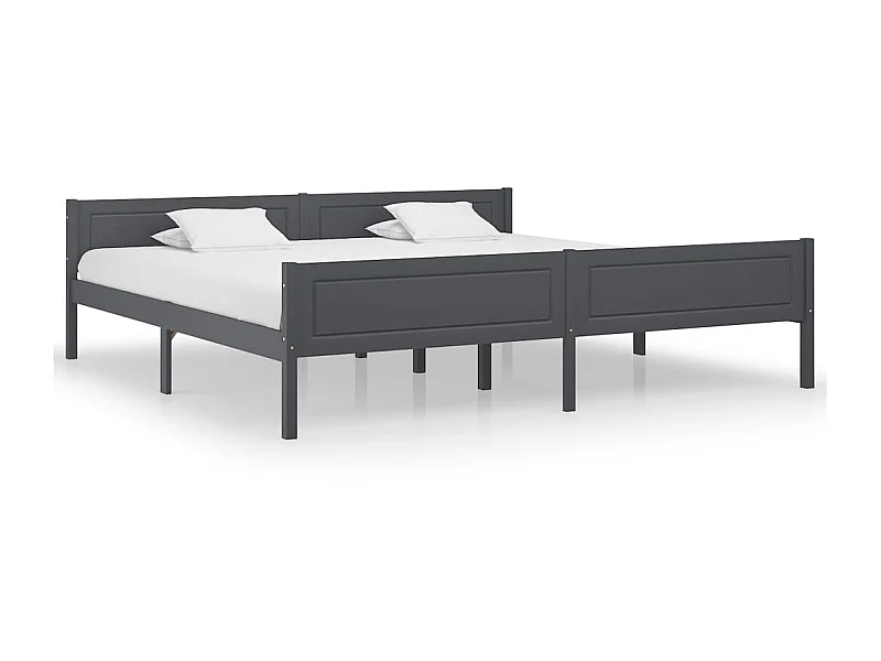 Lit-200x200 cm Bois de pin massif Gris EGGB62699