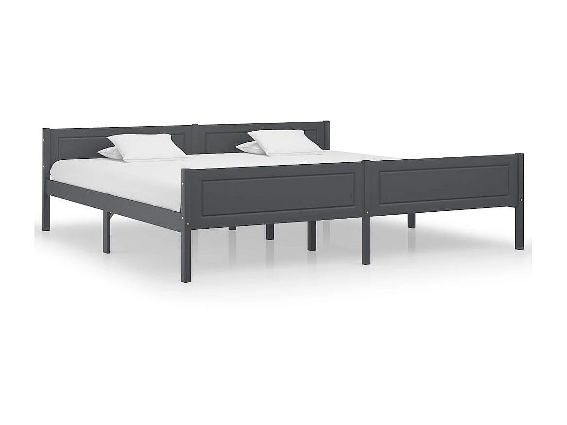 Lit-200x200 cm Bois de pin massif Gris EGGB62699