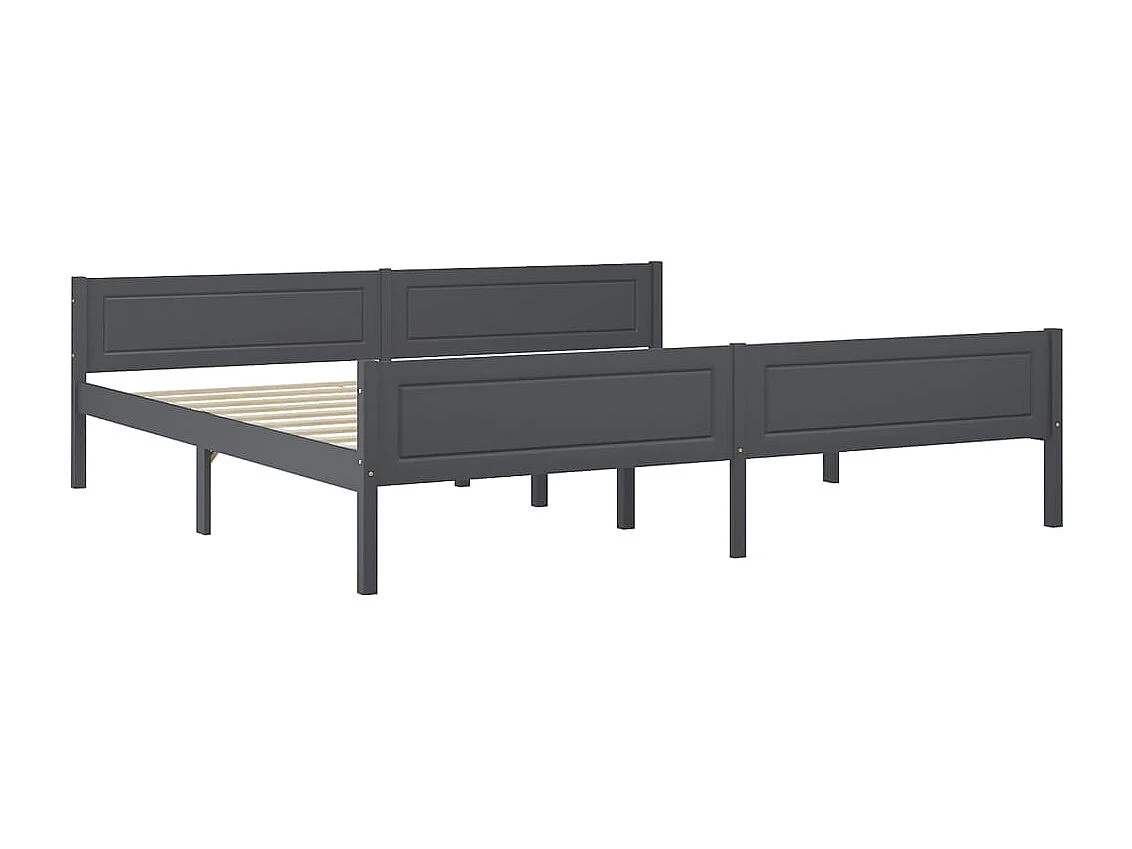 Lit-200x200 cm Bois de pin massif Gris EGGB62699