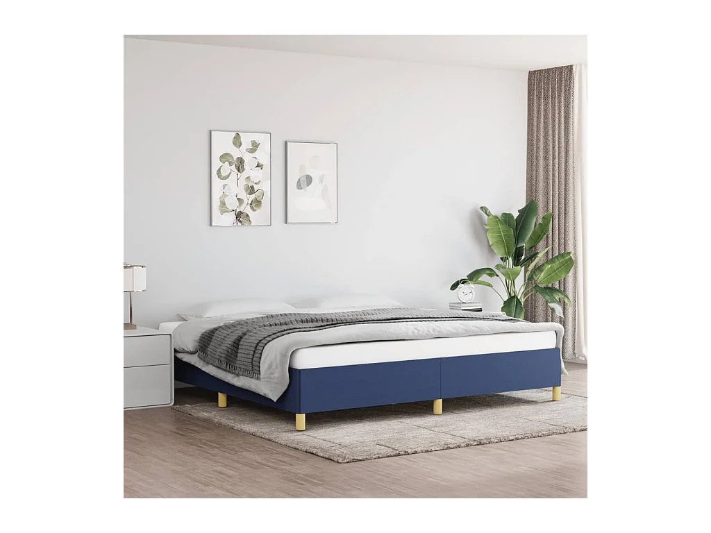 Lit-200x200 cm Bleu Tissu EGGB27111