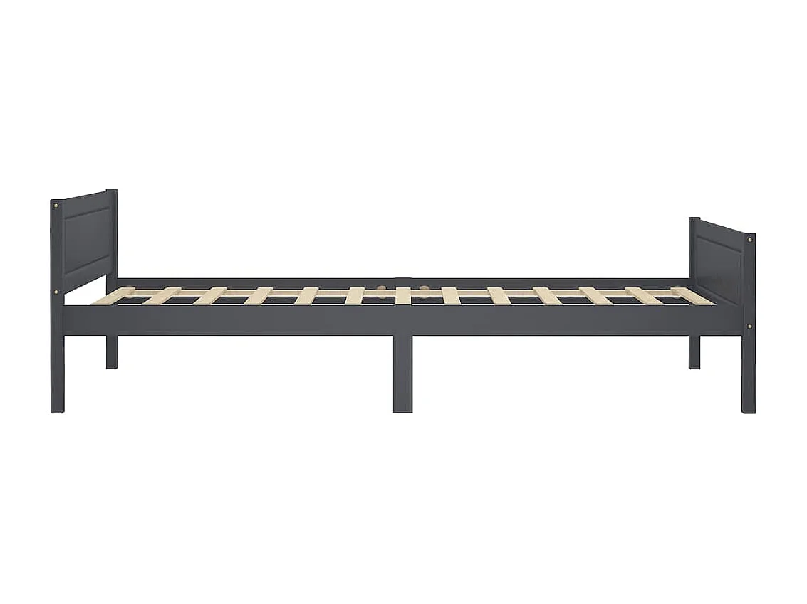 Lit-100x200 cm Bois de pin massif Gris EGGB29152