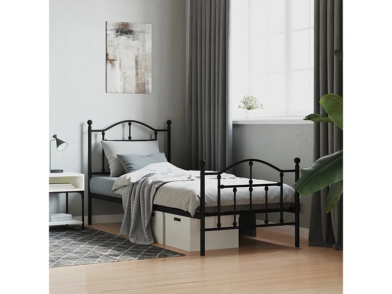 Cama com cabeceira e pés 90x200 cm metal preto PT214214
