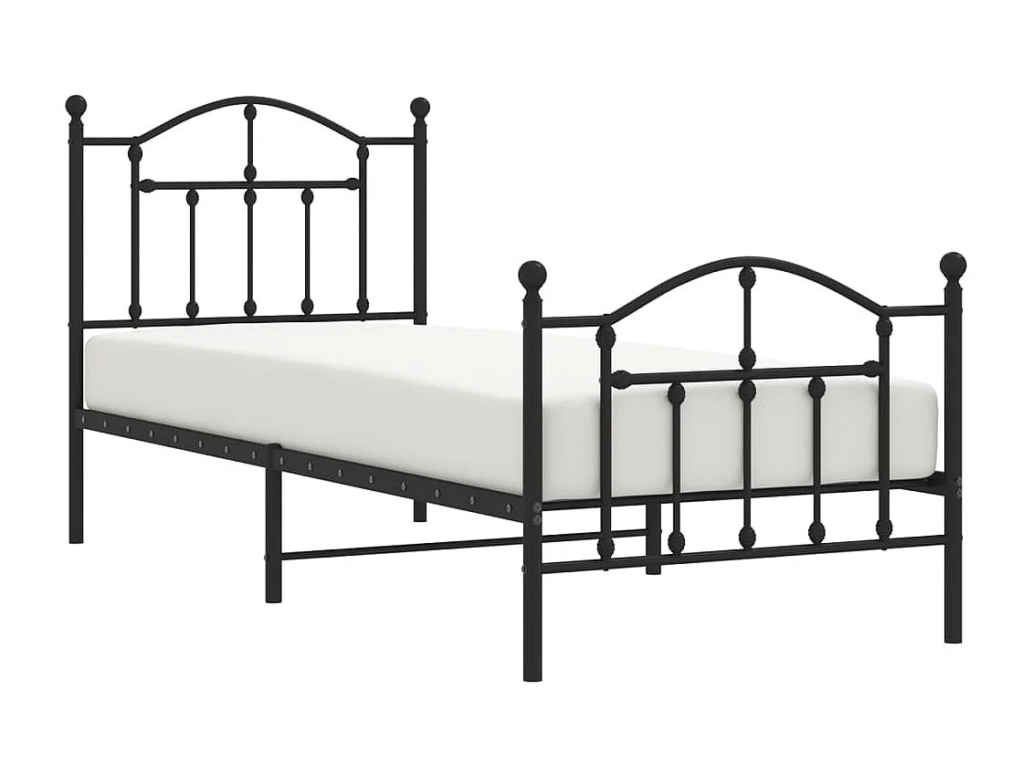 Cama com cabeceira e pés 90x200 cm metal preto PT214214