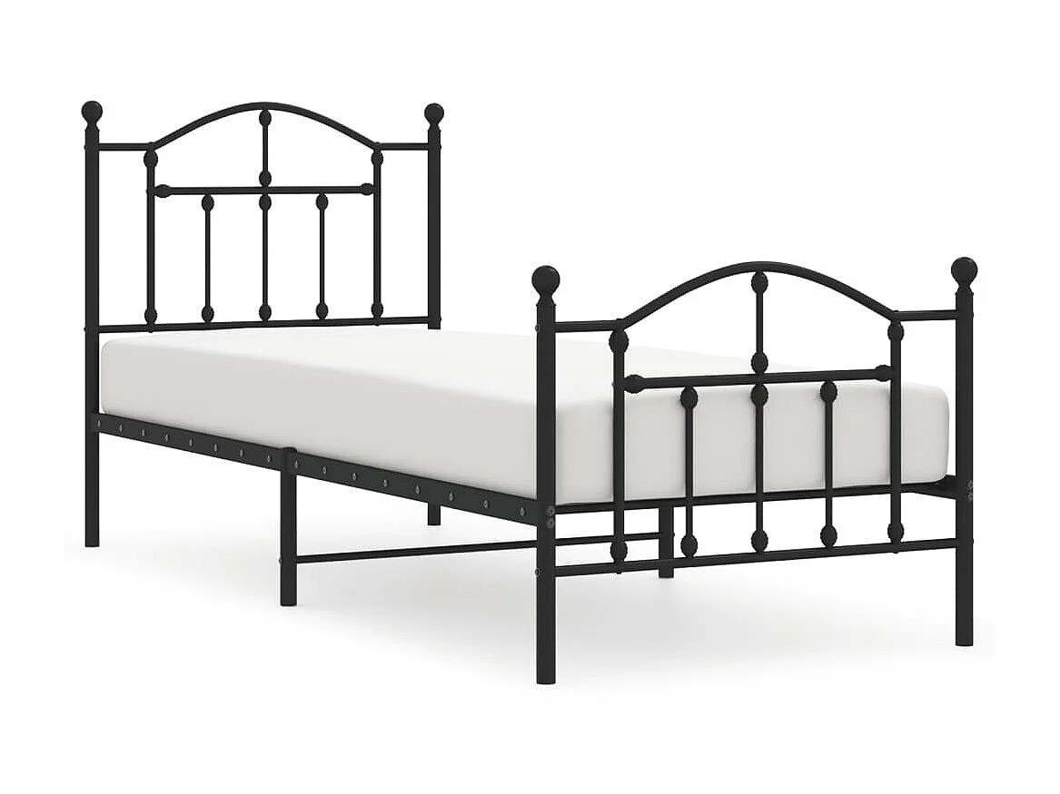 Cama 90x200 cm con cabecero y estribo metal negro ES80016