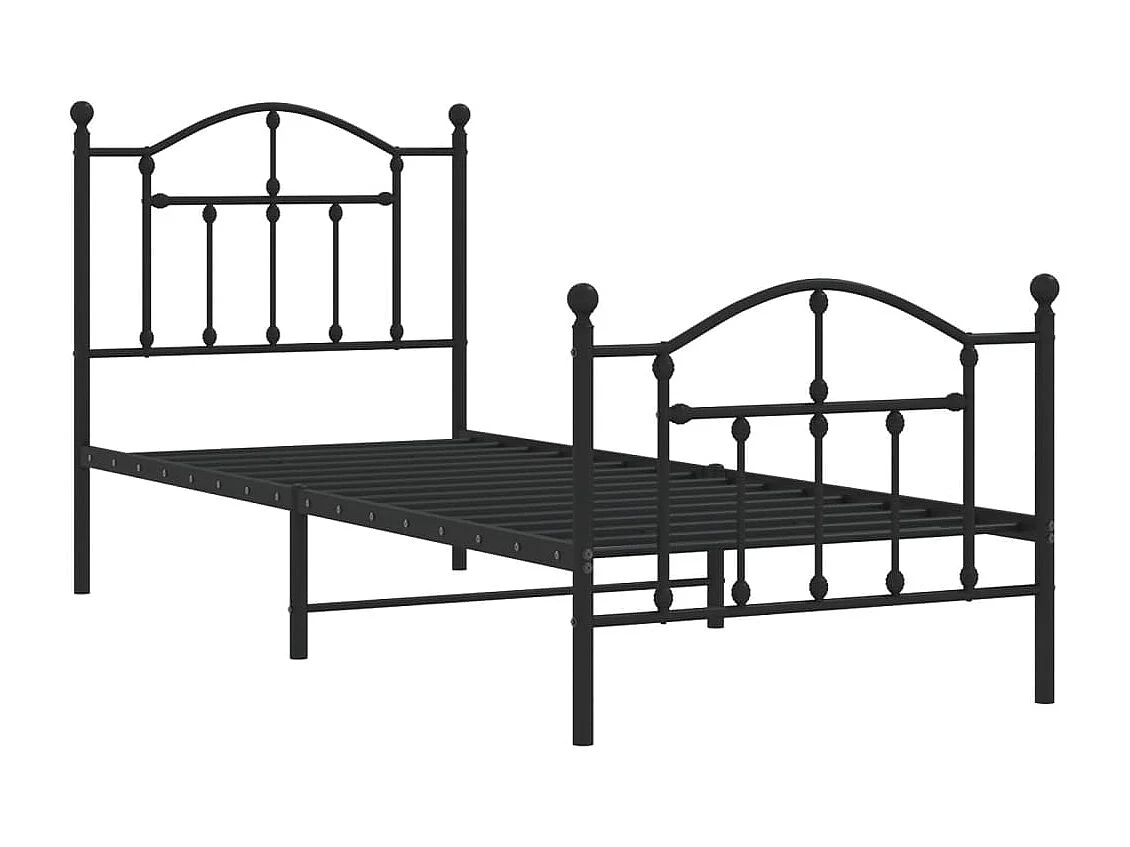 Cama 90x200 cm con cabecero y estribo metal negro ES80016